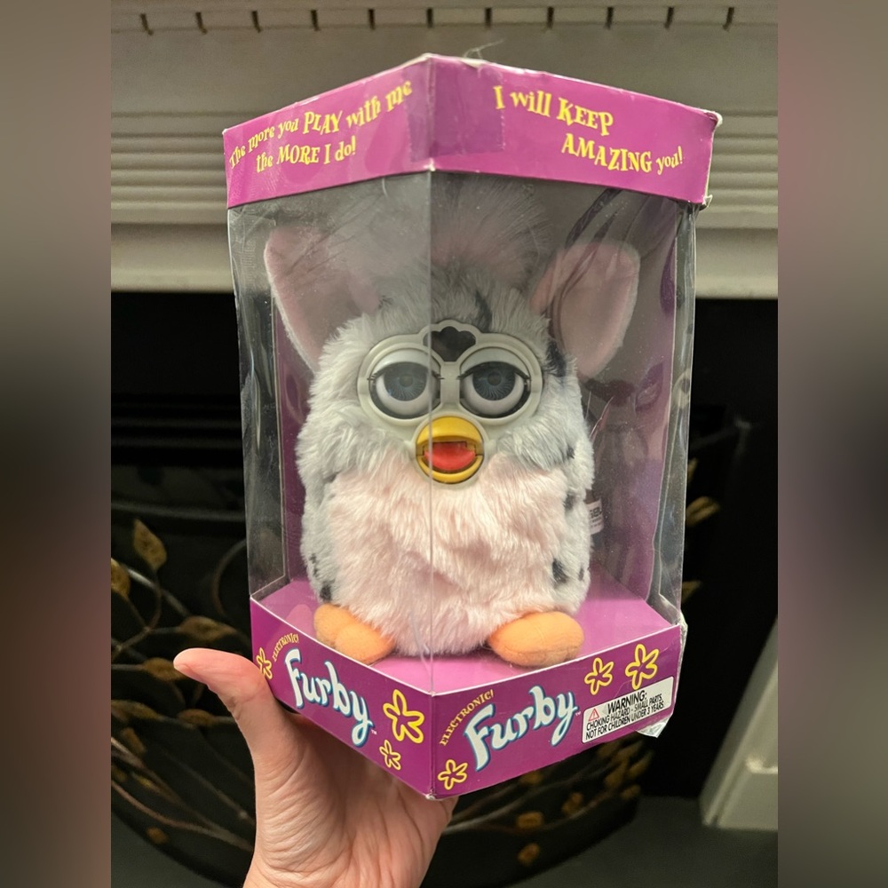 Original 1998 Furby in Box, Model 70-800 Gray/White, with Pink Ears. Never used
